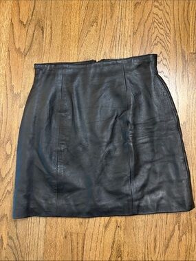 Vintage Wilsons Leather Black Leather Mini Skirt Lined